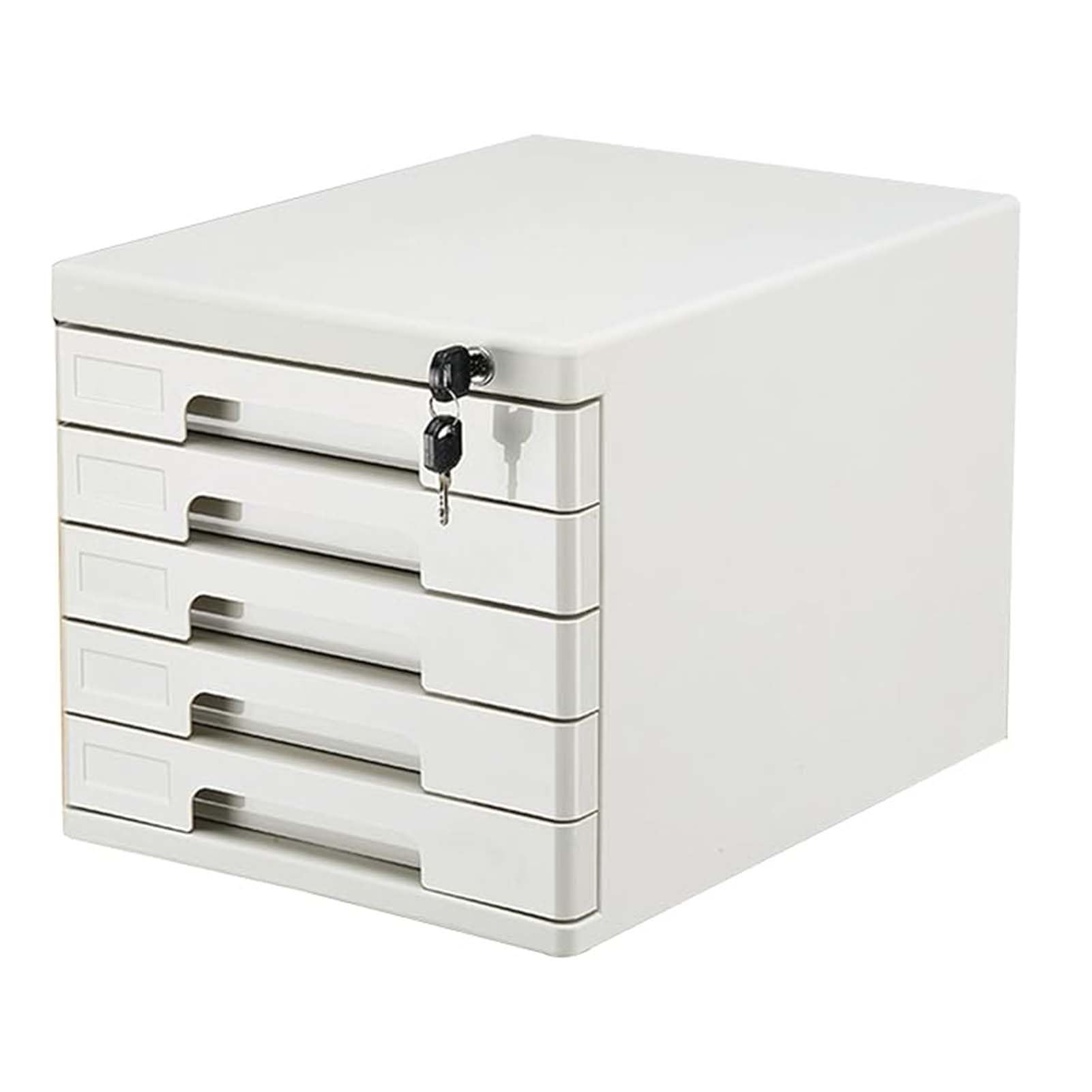 GUODDM 4/5-Tier Lockable A4 File Cabinet – Office Document Storage Organizer With Keys, Desktop Filing Drawer Box For Paper Folders Supplies –Home Workplace Organization(Grigio,5-layers)