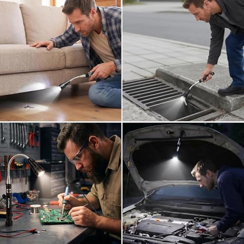 Image of Magnetic Pickup Tool, Extendable Telescoping Magnet with LED Flashlight, Cool Gadgets Gifts for Men, Dad, Husband, Grandpa, Handyman, Mechanic, Fathers Day Gift, Birthday, Graduation