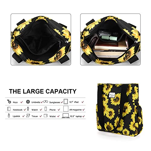 Image of KAMO Floral Tote Bag - Waterproof Lightweight Handbags Travel Shoulder Bag for Hiking Yoga Gym Swimming Travel Beach