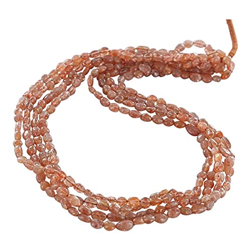 LKBEADS Koraliki z kamienia słonecznego, owalny kształt, małe żyłki, 36,5 cm, 8 x 7 mm