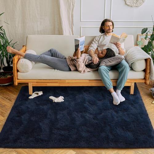 Image of Present Carpet for Room, Shaggy Rugs Fluffy Carpets, Indoor Modern Plush Area Rugs for Living Room Bedroom Kids Room, ETC Blue 6x9 feet