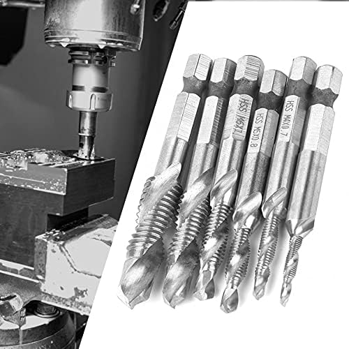 Drill Bits For 6PCS M3/M4/M5 M6/M8/M10 Drill Bit High Speed Steel 6.35mm Hex Shank Tap Drill Bit Compound Tap - (Color: Bronze)