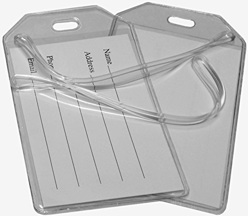 Clear Vinyl Luggage Tags with Loops & Name Cards - Set of 6