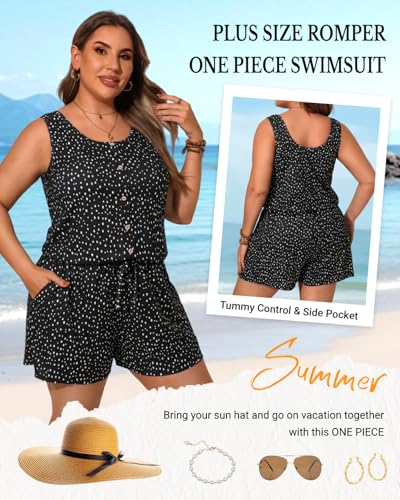 Image of Tempt Me Women Romper Swimsuit - One Piece Bathing Suit with Shorts Modest Boyleg Swim with Pockets 2025