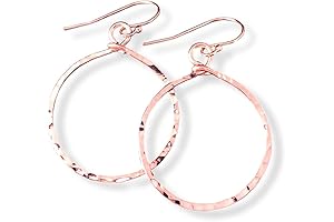 Hoop Earrings Hammered Medium Rose Gold Filled
