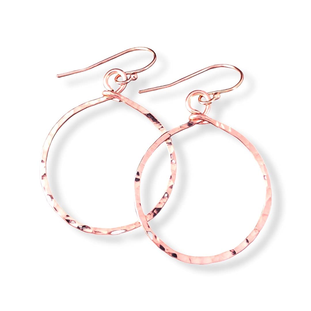 Hoop Earrings Hammered Medium Rose Gold Filled