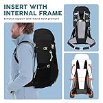 N NEVO RHINO Internal Frame Hiking Backpack 50/60/65/70/80L, Mountain Climbing Camping Backpack Daypack Waterproof Rain Cover - Image 2
