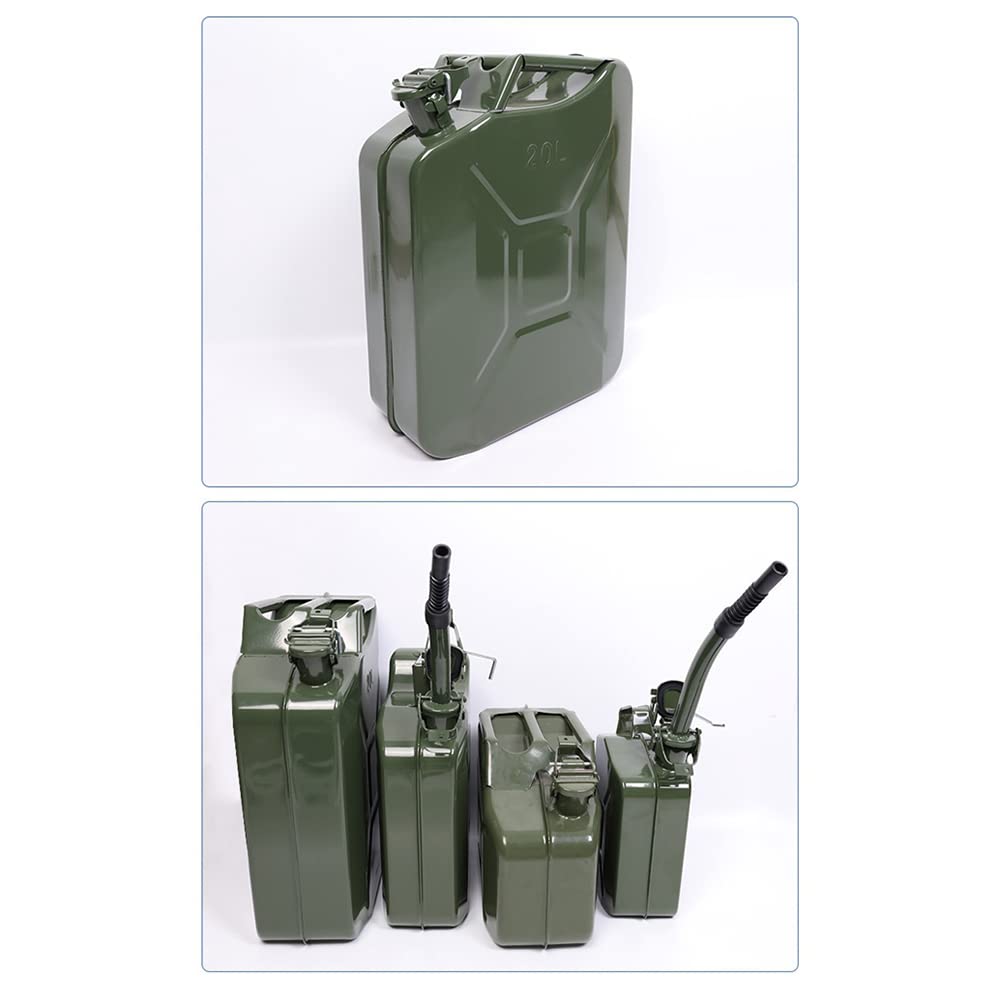 Jerrican - Bidón de gasolina (10 L, metal con boquilla vertedora), depósito combustible portátil para gasolina, aceite y alcohol