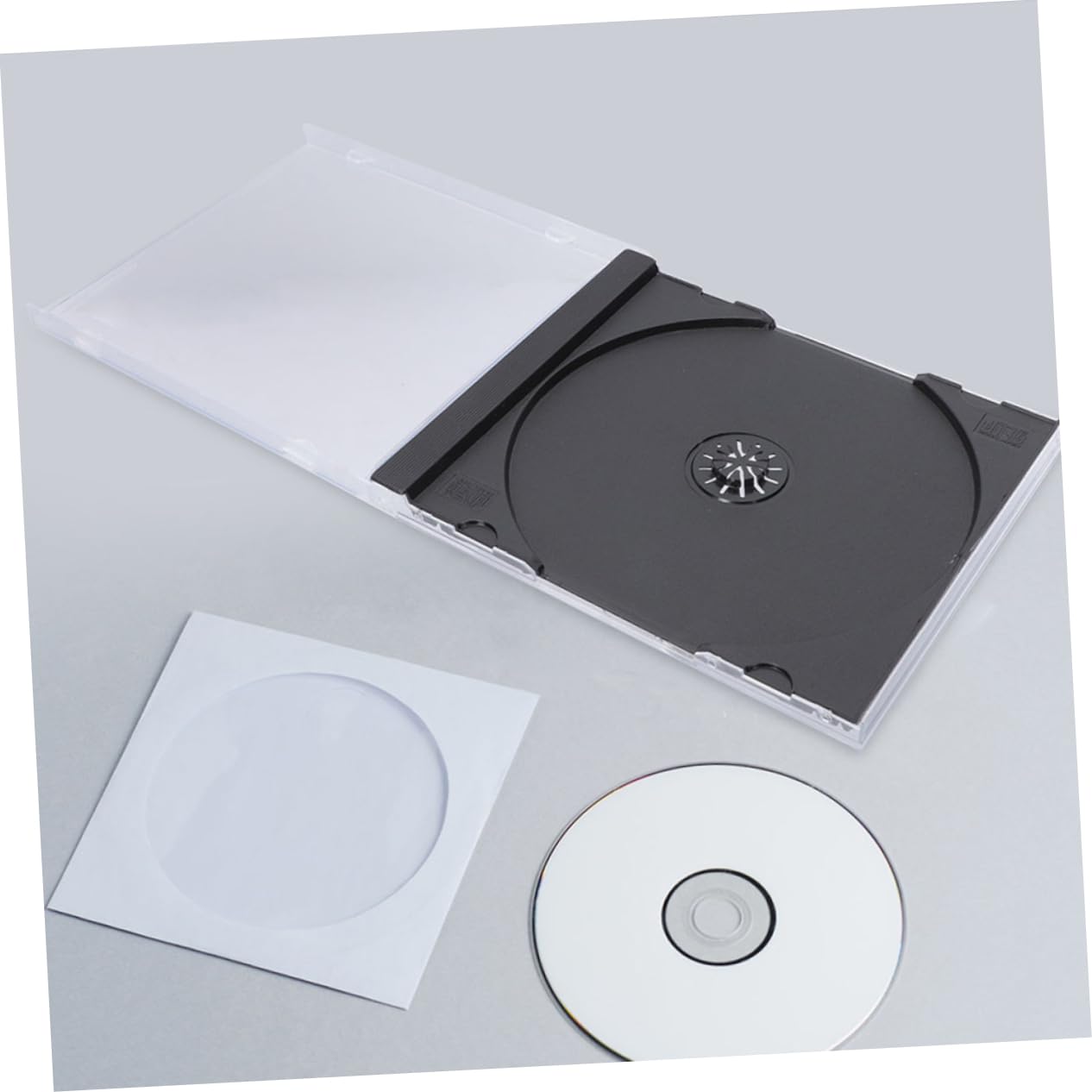 Abaodam 10 Custodie Trasparenti per CD e Dvd in Plastica Vassoio Nero, Impilabili e Facili da Identificare, per Organizzare Dischi a Casa in Ufficio