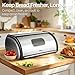 Flexzion Stainless Steel Bread Box For Kitchen Countertop (17 inch) - Kitchen Countertop Metal Bread Storage with Roll Up Lid & Front Window for Restaurant & Homemade Cakes, Buns, Pastries, Pancakes