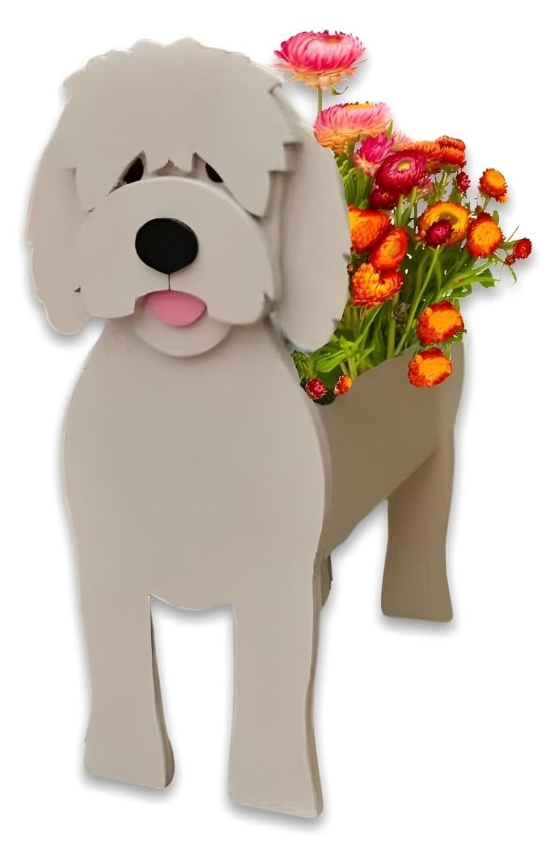 Bamboo's Grocery LoKii Golden Doodle Dog Planter, Cute Dog Plant Pot, Animal Shape Plant Containers, for Outdoor Indoor and Garden Decoration Plants