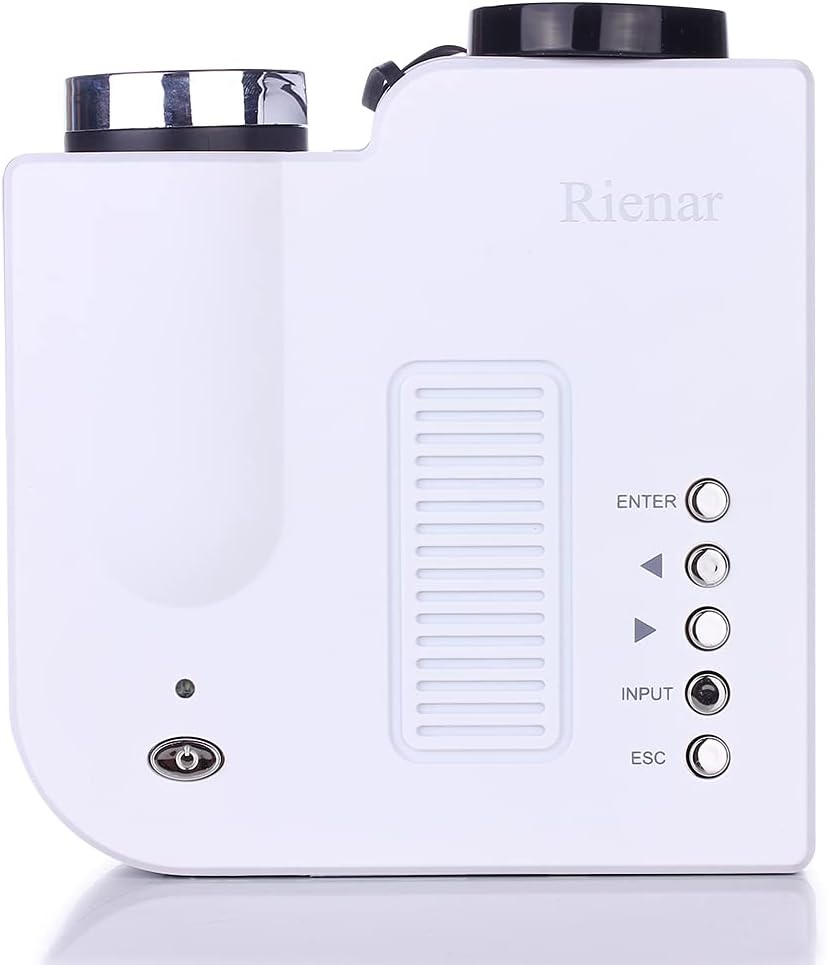 Rienar Mini Multimedia HD LCD Image System Home LED Digital Projector 60" Cinema Theater, PC Laptop VGA Input USB UC28(SD / USB / AV / VGA /HDMI Port) (White)