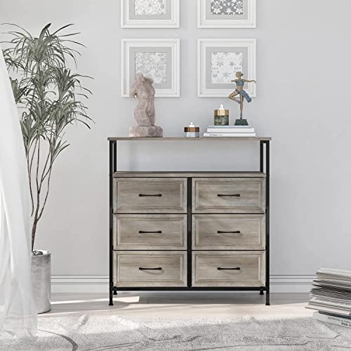 Hoseoka Upgrade 6 Drawer Dresser For Bedroom, Rustic Wood Dresser With Shelves, Closet Storage Dresser, Chest Of Drawers, Woden Clothes Dresser Organizers #TOP5