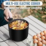 Topwit Hot Pot Electric, 1.5L Ramen Cooker, Portable Non-Stick Frying Pan, Electric Pot for Pasta, Steak, BPA Free, Electric Cooker with Dual Power Control, Over-Heating & Boil Dry Protection, Black - Image 4