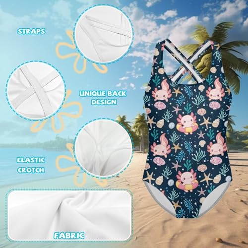 Image of Girls One-Piece Swimsuit for Swimming Lessons Beach Volleyball Pool Party Outdoor Training Quick Dry