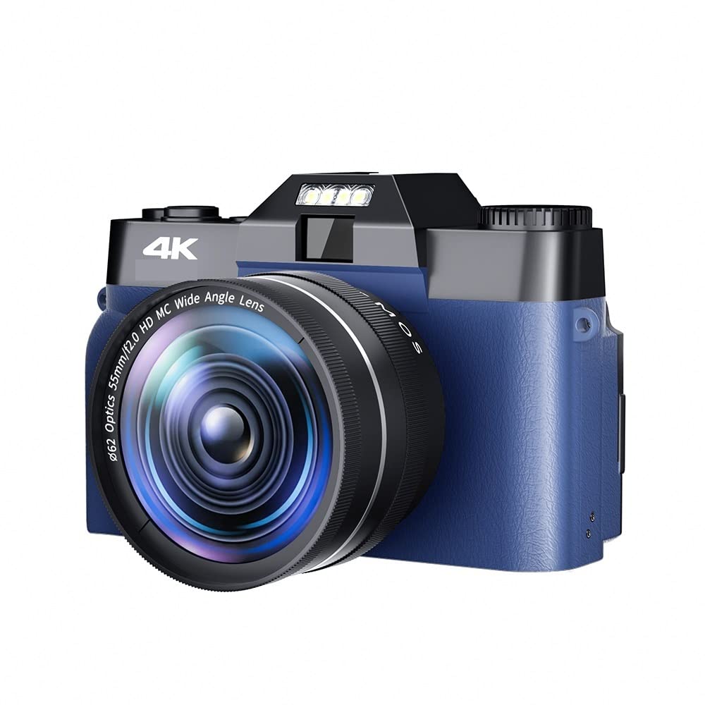 CVFRDD Wide Angle Lens 48MP Digital Camera Photography Vlog Camcorder For Live Streaming Webcam 4K 16X Digital Zoom Selfie(Standard,CDR10 Blue-Lens)
