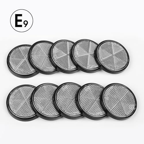 Image of 10 Pack White Self Adhesive Round Reflectors, E9 Approval Road Safety Stick-on Rear Reflectors for Trailer Caravan Truck Lorry or Agricultural Machines