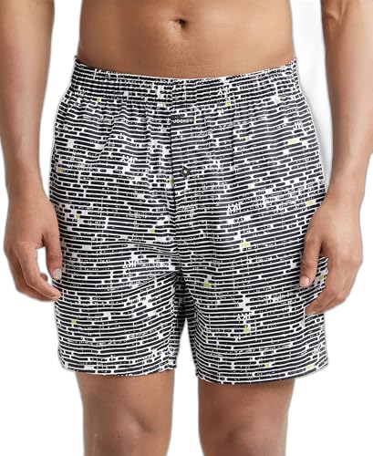 Image of Jockey NY07 Men's Super Combed Cotton Satin Weave Printed Boxer Shorts with Side Pocket