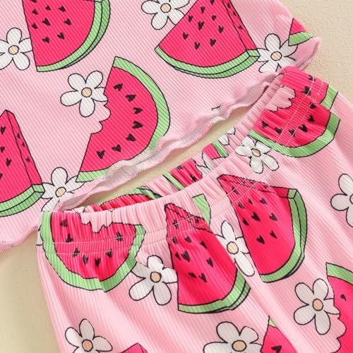 Image of Ayalinggo Baby Girl Summer Outfits Short Sleeve Lettuce Trim Floral Tops + Shorts Set Infant Clothes