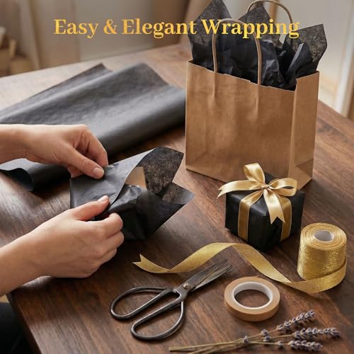 Image of Koogel 330 Sheets Black Tissue Paper, 14 X 10 inches