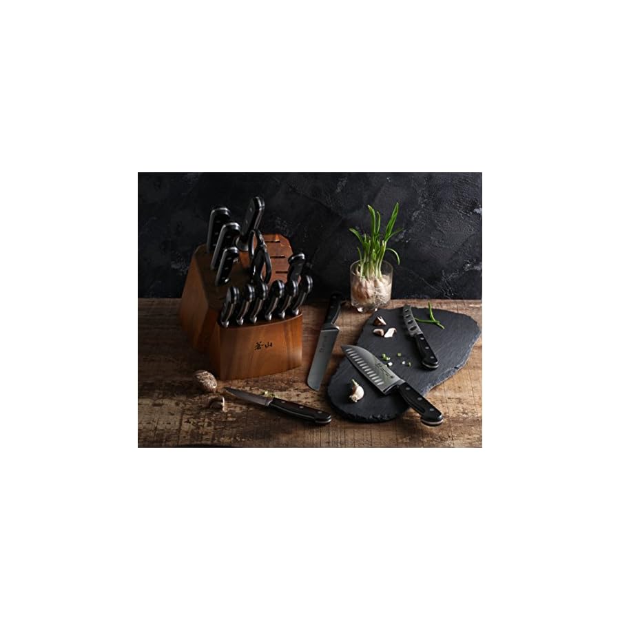 Cangshan TV2 Series 1023053 Swedish 14C28N Steel Forged 17-Piece Knife Block Set, Acacia