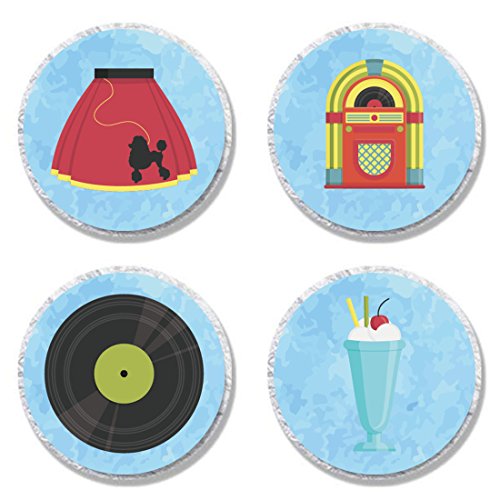 MAGJUCHE 50s Sock Hop Candy Stickers, 1950s Rock N Roll Party Sticker Labels for Favors, Decorations, Fit, 304 Count