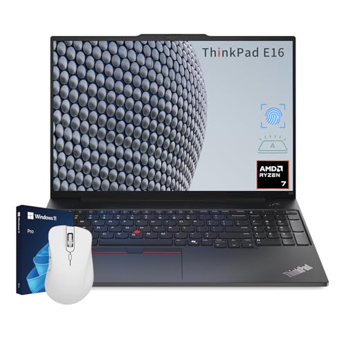 Lenovo Laptop ThinkPad E16 Business, pantalla WUXGA de 16 pulgadas (1920 x 1200), AMD Ryzen 7 7735U, 32GB DDR5 RAM, 1TB SSD, lector de huellas dactilares, teclado retroiluminado, Wi-Fi 6, HDMI, USB-C