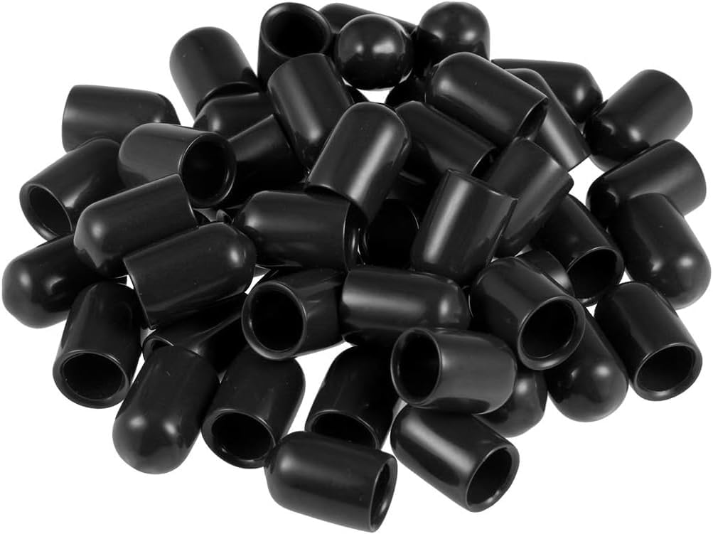 8mm Screw Thread Protectors Rubber End Caps Vinyl Flexible Bolt Screw Rubber Caps,Black,50pcs