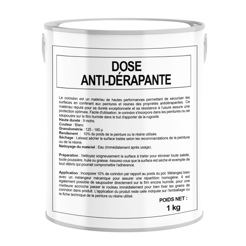 PRO COM Corindon, Agent anti-dérapant pour peintures et résines 1kg Blanc