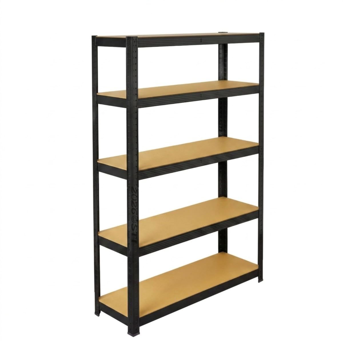 STI Scaffale Metallo 180x120x45cm Portata 875kg(175kg a ripiano) Nero Verniciato a Polvere Zincato a caldo 5 ripiani con pannelli MDF alta portata scaffale cantina garage bancone