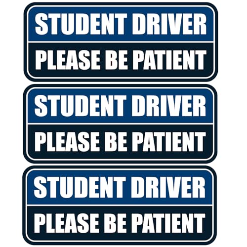 Image of 3 Pcs Student Driver Car Magnet, Please Be Patient Student Driver Magnet | Teen Driver for Car Removable Novice Rookie Safety Atntteion Sign - Weather-Resistant Blue /Black