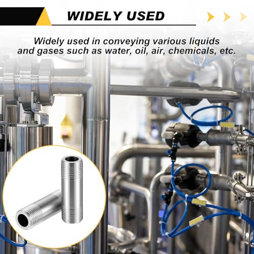 Image of 4 Pcs 304 Stainless Steel 3 /8 NPT Pipe Nipple 2 inch Length
