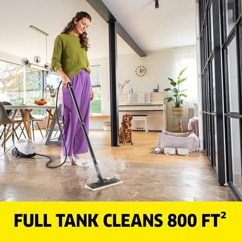 Image of Karcher Steam Cleaner, Multi Purpose, Power Steamer, Chemical-Free, 40 Sec Heat-Up, for Grout, Tile, Hard Floors, Appliances & More - SC 3 Easy Fix