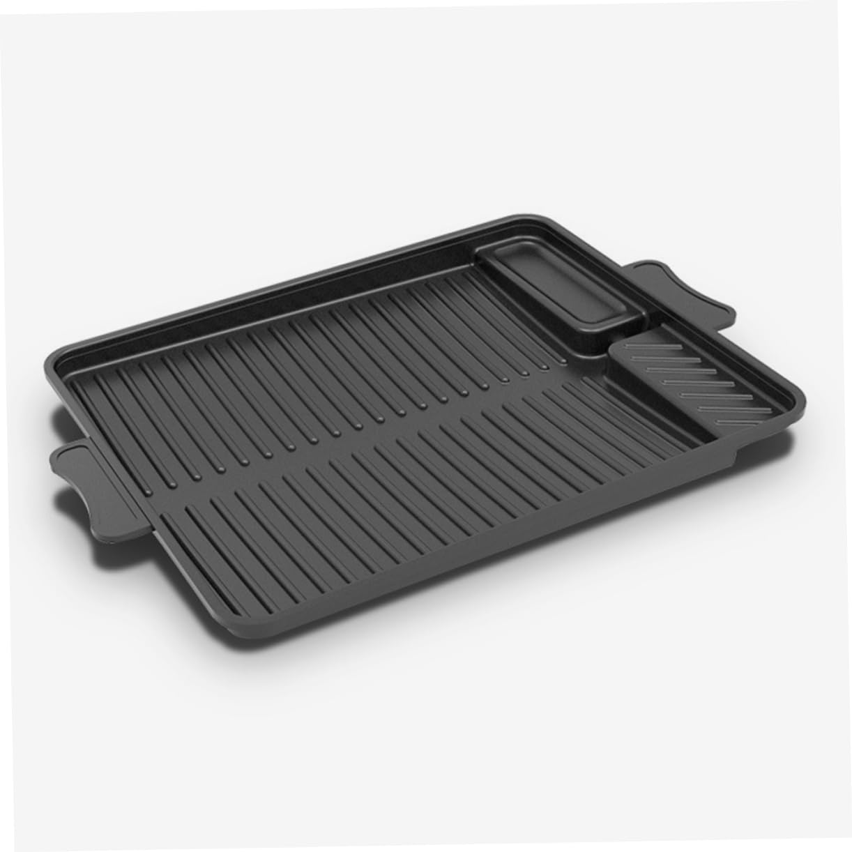 Padella Grill Rettangolare Coreana in Alluminio Nero, Grande | Uso per Barbecue All’aperto e Grigliate in Casa, Stile Coreano, Superficie Ampia, Formato Portatile