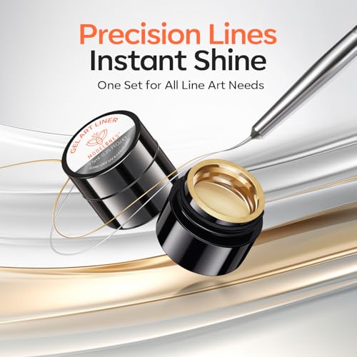 Image of Modelones Gold Silver Gel Nail Polish Set, 3D Chrome Metallic Liner Gel with Fine Brush for French Tip Professional Detail Nail Art Mirror Effect False Nails DIY Soak Off Manicure Gift for Women