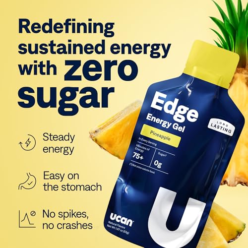 Image of UCAN Edge Energy Gel Shots, Pineapple (12, 1.87 Ounce Packets) for Running, Training, Workouts, Fitness, Cycling, Crossfit | Sugar-Free, Vegan, & Keto Friendly Energy Supplement