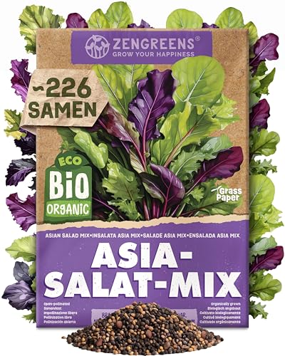 ZenGreens - Bio Asia-Salat-Mix Samen - Asia-Salat-Mixsamen - Gemüsesamen für den einfachen Anbau im Garten Balkon oder Hochbeet - Gemüse Saatgut