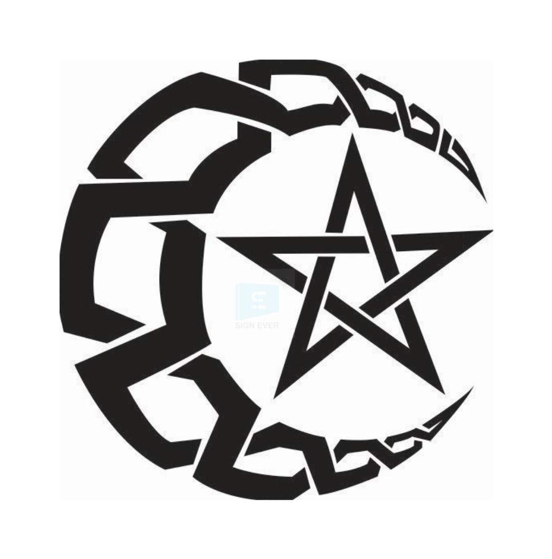SIGN EVER Star Pattern Sticker for Car Hood Bumper Bonnet L x H 20.00 cm x 20.00 cm Pack of 1