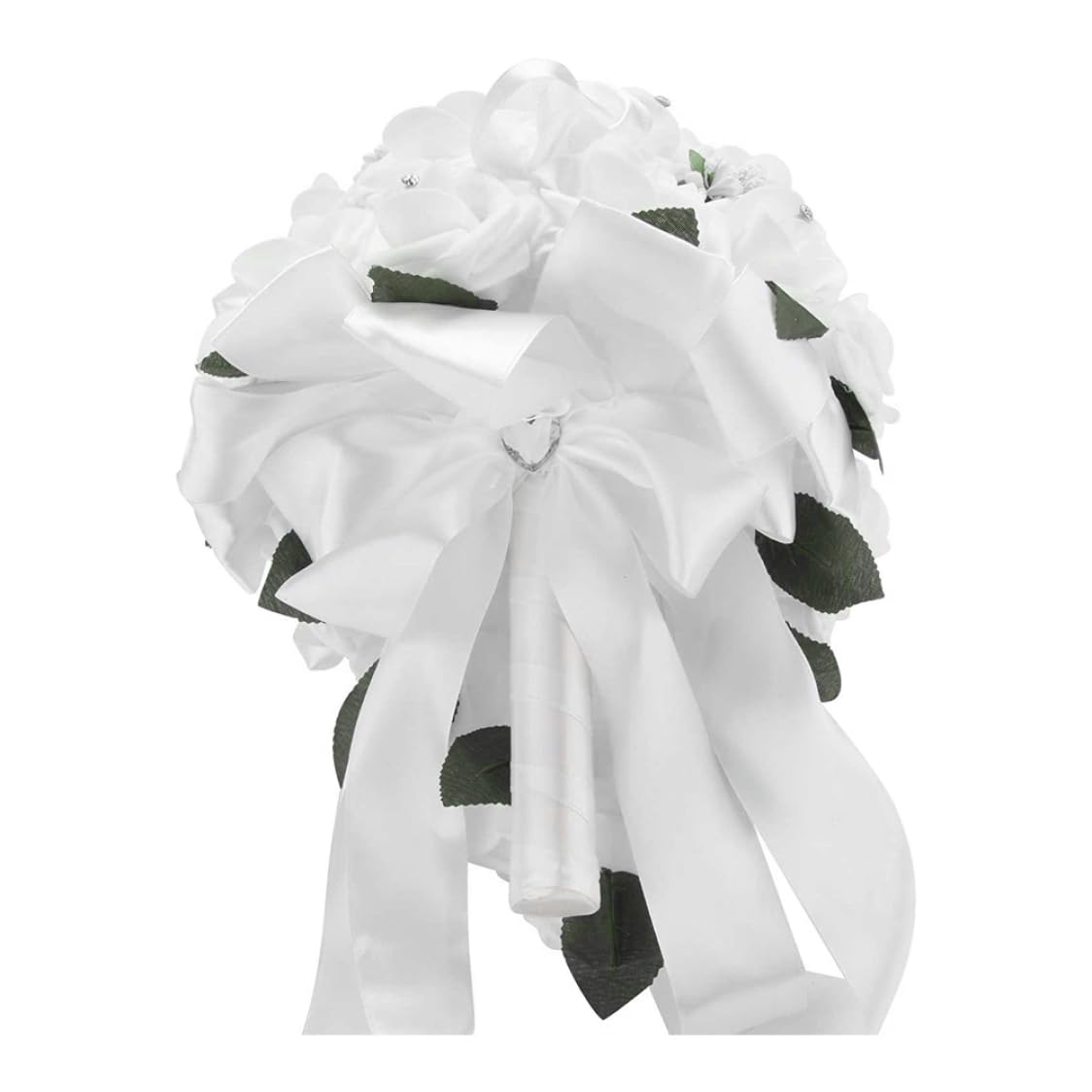 Künstlicher Blumenstrauß, Hochzeitsstrauß für die Braut 12 Zoll, weiße Brauthalterblumen, künstlich für die Hochzeit.
