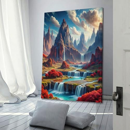 Poster cascade haute définition en impression d'art moderne sur toile 50x75cm