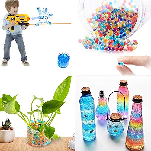 Elongdi Water Beads Pack Rainbow Mix 50,000 Beads Growing Balls, Jelly Water Gel Beads for Spa Refill, Kids Sensory Toys , Vases, Plant, Wedding and Home Decor