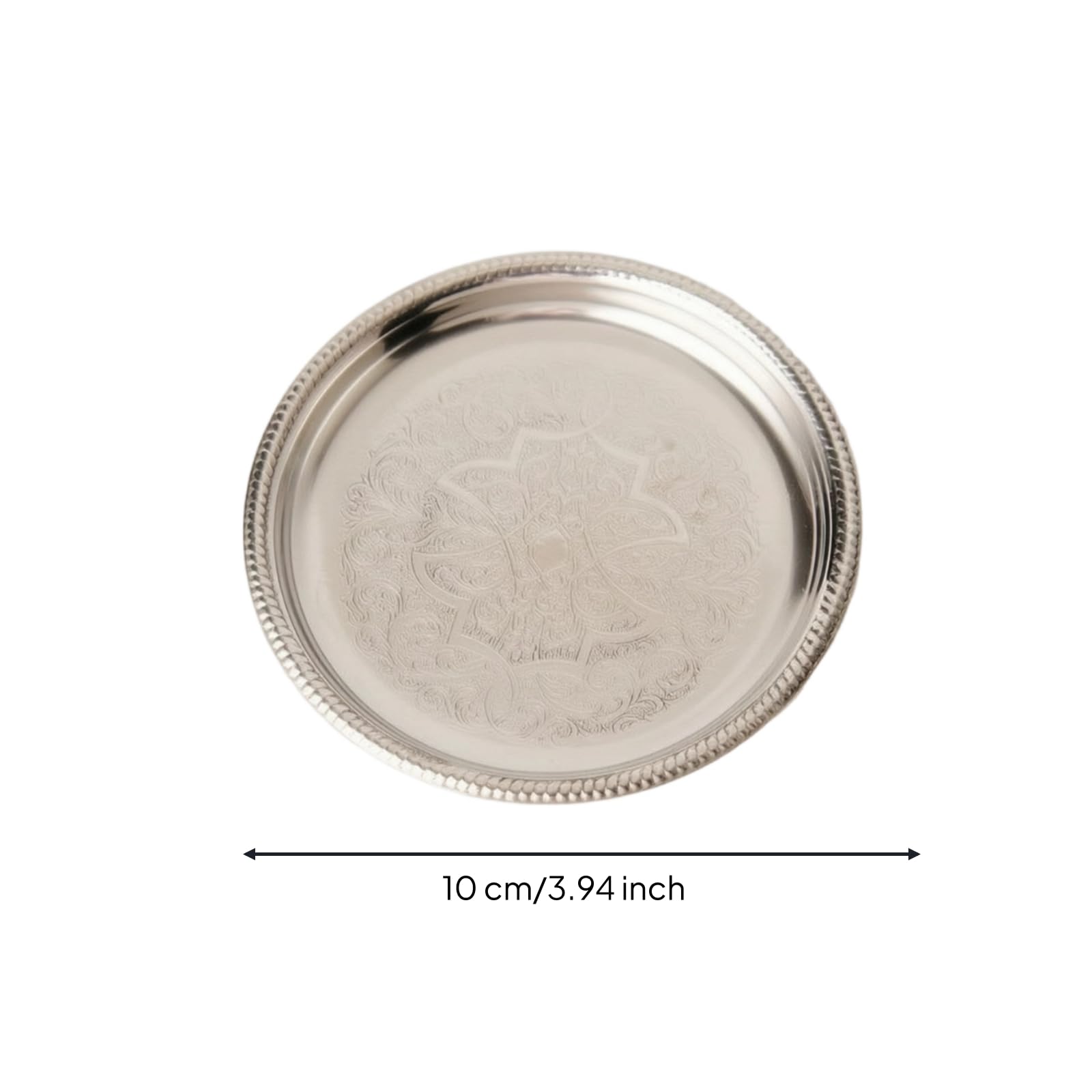 Colcolo Sottobicchiere Barocco Argento Sottotazza Piatto Rotondo Sottobottiglia in Acciaio Inossidabile con Superficie Antiruggine per Protezione Del Piano, 10 Cm, style to 8