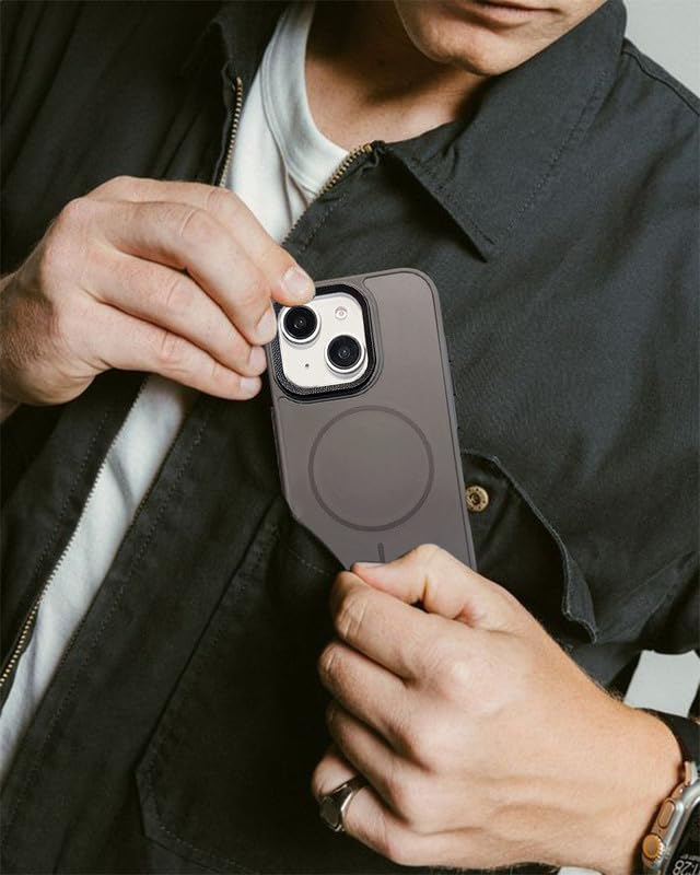 Image of ZR009 for iPhone 15 Back Case Cover | Magnetic | Spiral Camera Protection Silicone Case - Brown