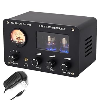 SA-1000 Audio File Grade Vacuum Tube Preamp, 4 Input 2 Output Audio Switcher, Lossless Hi-Fi Vacuum Tube Preamp, Vacuum Tube Amplifier Black