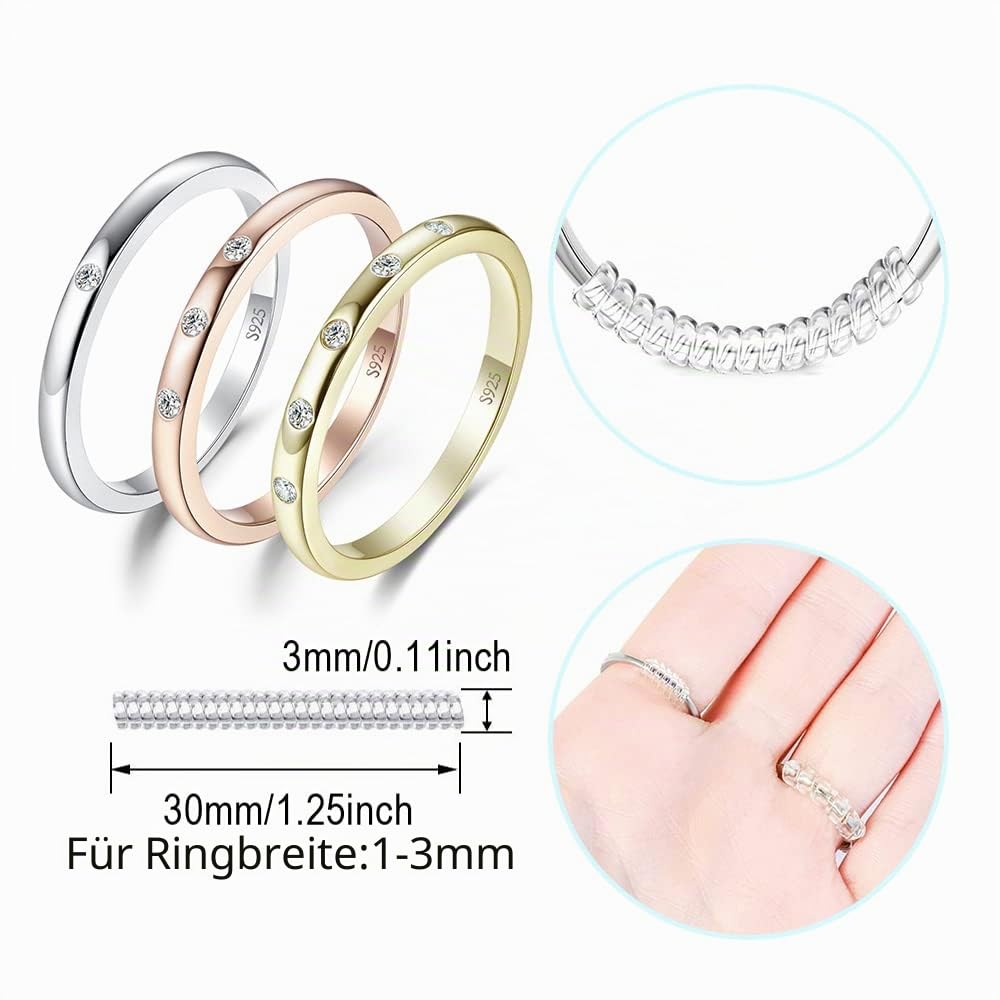 JewelryPalace 3 Ringe Zirkonia Silber 925 Ring Damen, Weißgold Rosegold Gelbgold Vergoldet Hochzeitsringe Trauringe Eheringe, Vorsteckring Bandring, Ringe Set, Frauen Schmuck mit Stein