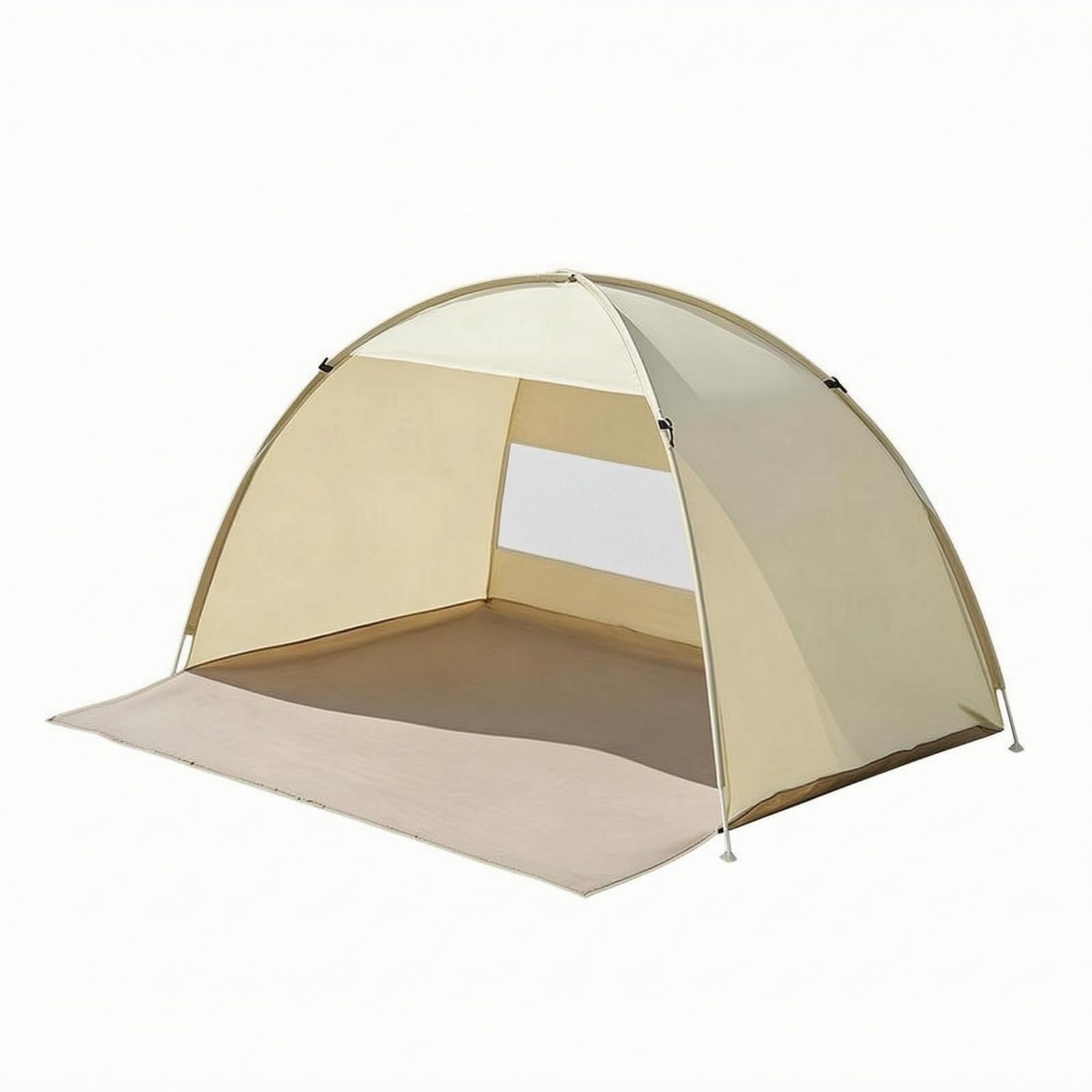 Front Opening Dome Tent Arched Shape Mesh Window Tent Foldable Mesh Openings Ventilation for, Picnic, Beige-image-30