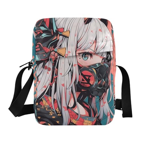 Anime Ninja Sling Bag Zipper Closure Compact Crossbody Bags with Card Phone Passport Compartment for Women Men 6.6×9.4×2.5 inches