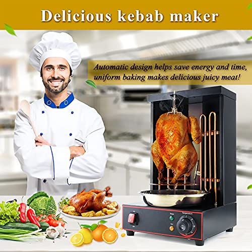 Bndhkr Electric Homemade Chicken Shawarma Doner Kebab Turkey Barbecue Machine Countertop Rotisserie Grill With Temperature Control, Black Commercial Vertical Broiler #TOP5