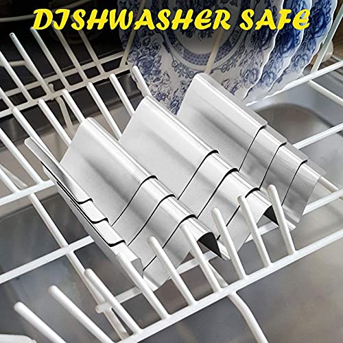 Taco Holder Stand,Set Of 6 Stainless Steel Taco Tray,Stylish Taco Shell Holders, Rack Holds Up To 3 Tacos Each Keeping Shells Upright, Health Material Taco Rack By Rtt -Oven,Grill And Dishwasher Safe #TOP5