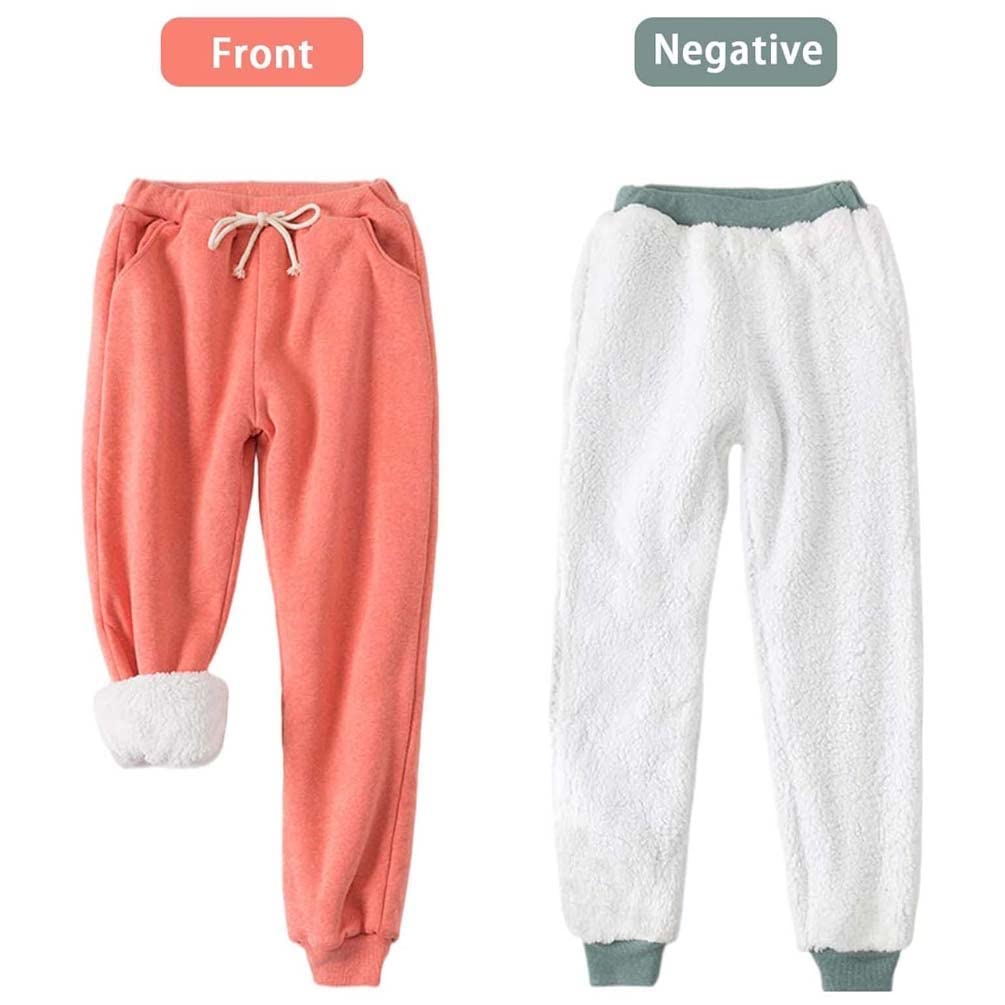 Pantaloni da jogging foderati da donna, caldi pantaloni termici in pile, comodi pantaloni invernali ispessiti con 2 tasche, fodera sherpa, pantaloni della tuta con coulisse, pantaloni da